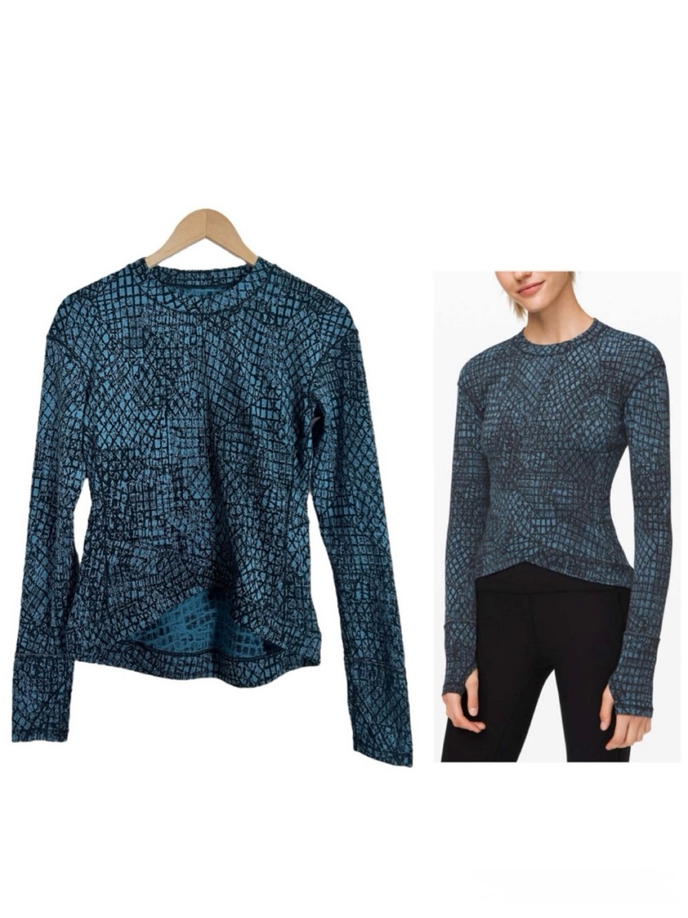 Lululemon Close to Crossing Long Sleeve Tectonic Jacquard Shipmate Black Small